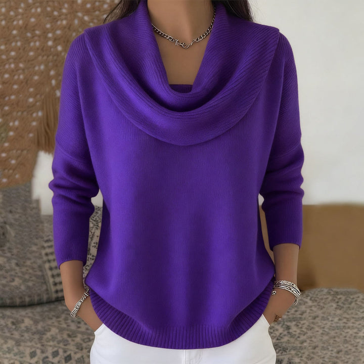 Women's Cotton-Blend Knit Sweater with Collar - Everyday Elegance