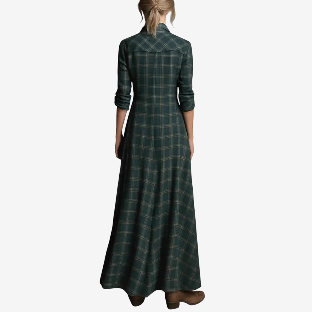 Women's Minimalist Collared Midi Dress - Effortless Office to Evening