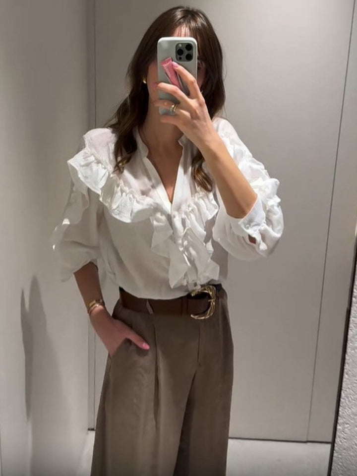 Layered Ruffle Chiffon Blouse