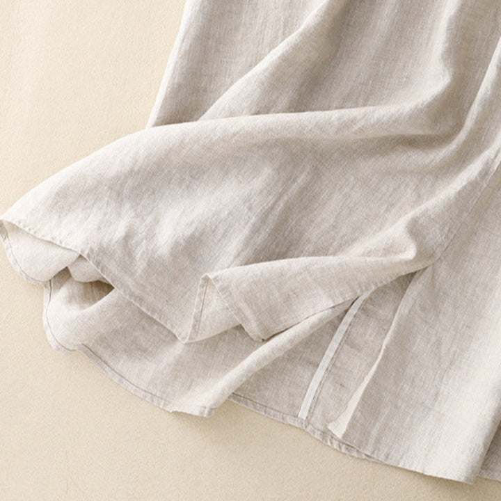 Women's Embroidered Linen Skirt – Elasticated Waist Summer Skirt – view 6