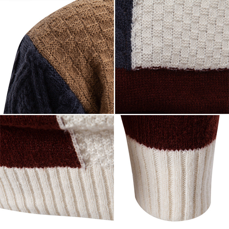 Men's Wool Blend Colour Block Jumper – Patterned Knit – view 8