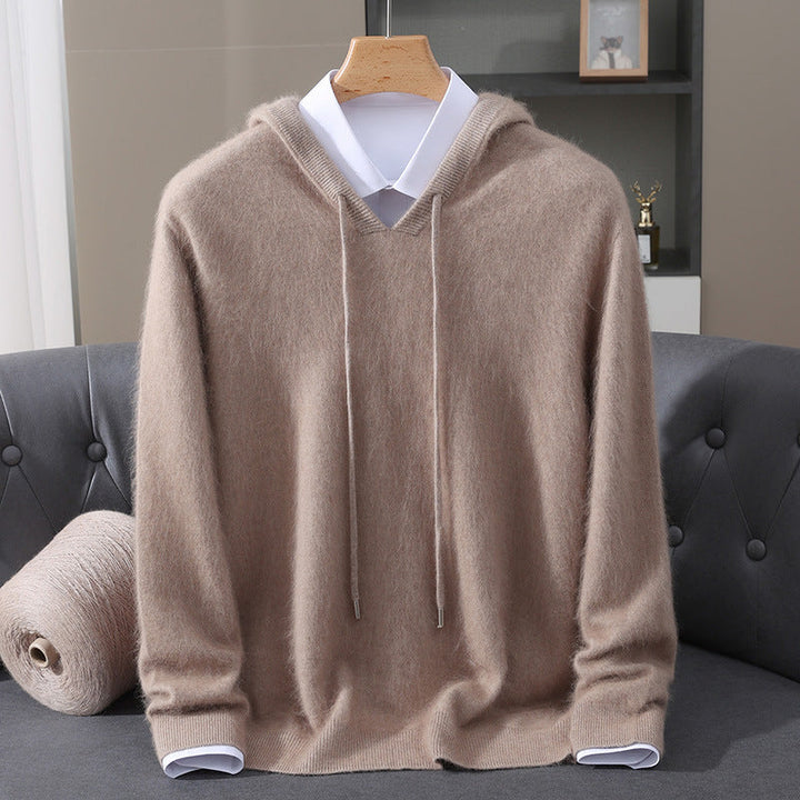 Men's Cashmere Hoodie - Luxe Soft Hooded Pullover – Camel