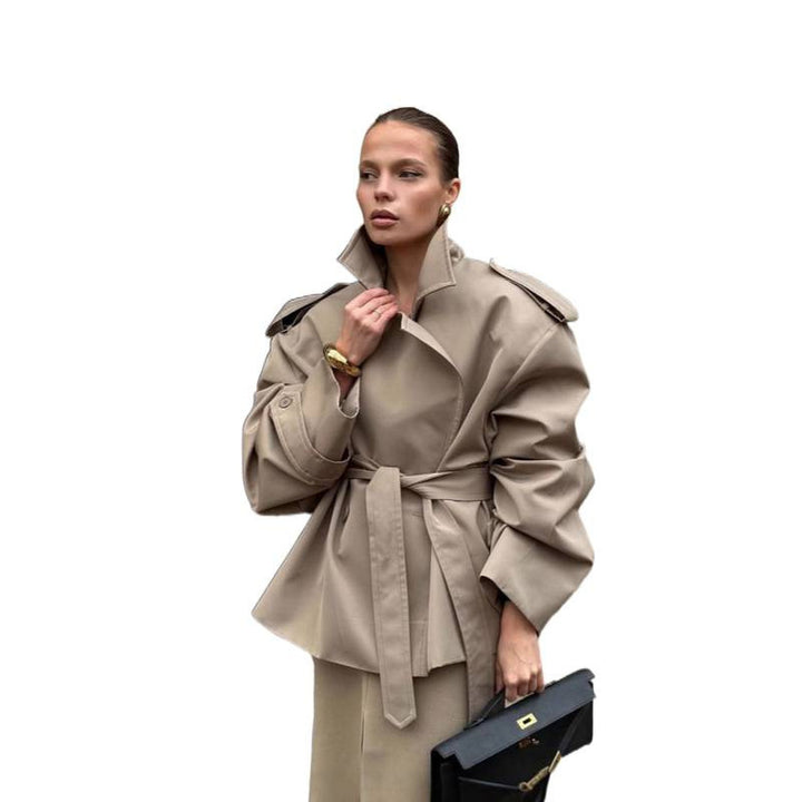 Belted Short Trench Coat