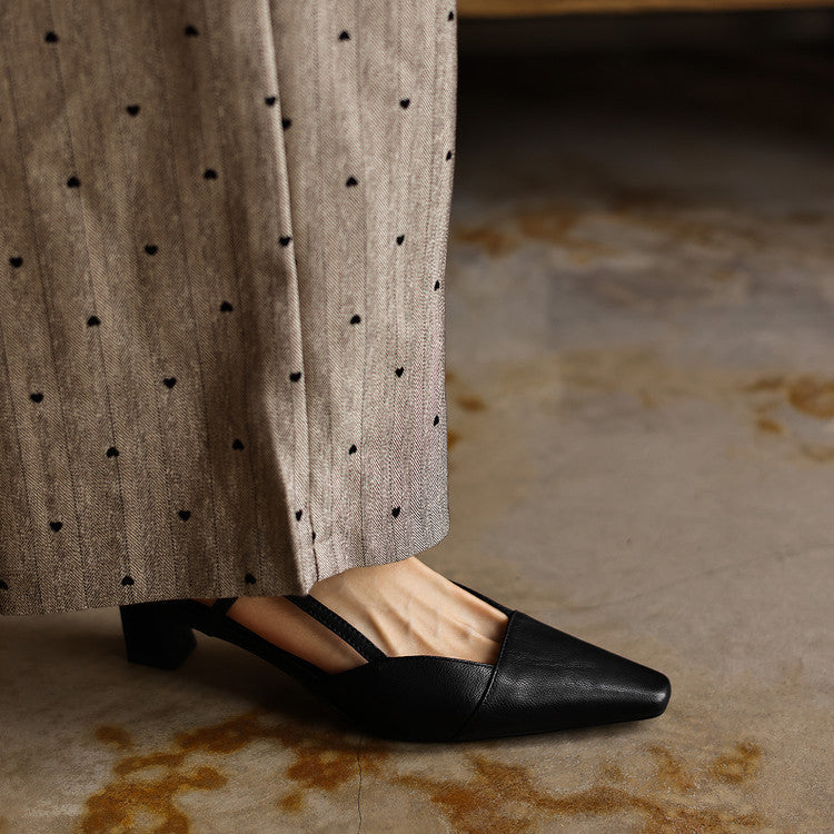 Women's Genuine Leather Slingback Heels - Polished All-Day Wear