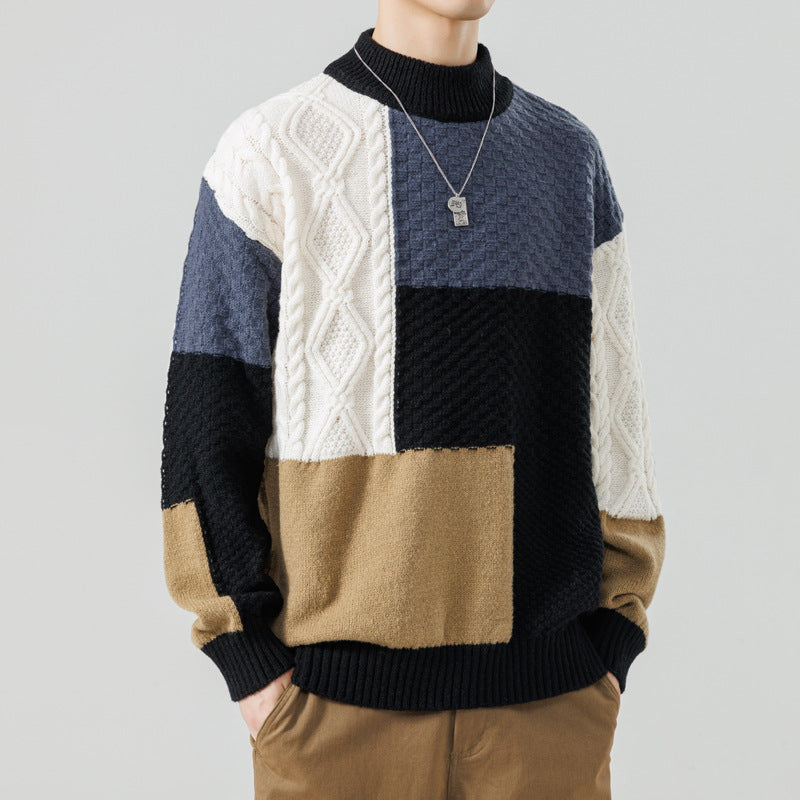 Men's Wool Blend Colour Block Jumper – Patterned Knit – view 4