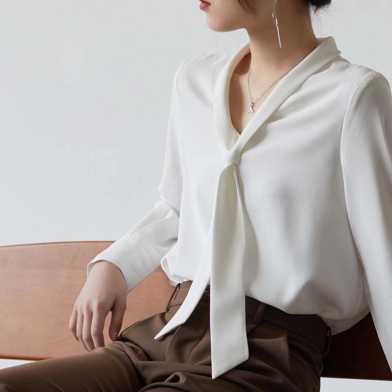 Women's Chiffon Tie-Neck Blouse – Amelie Lightweight Top