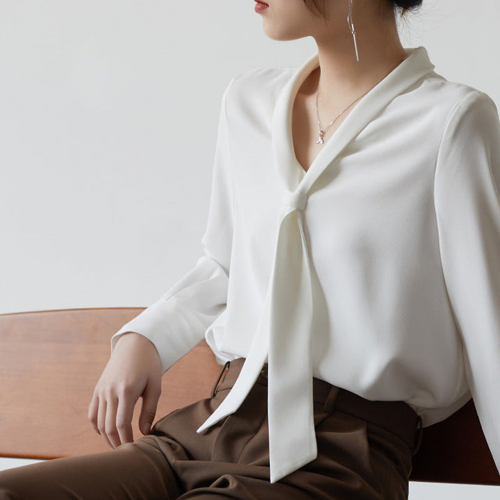 Women's Chiffon Tie-Neck Blouse – Amelie Lightweight Top