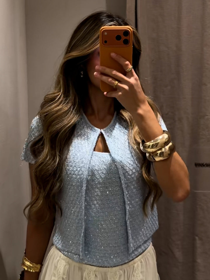 Tweed-Style Knit Vest Set