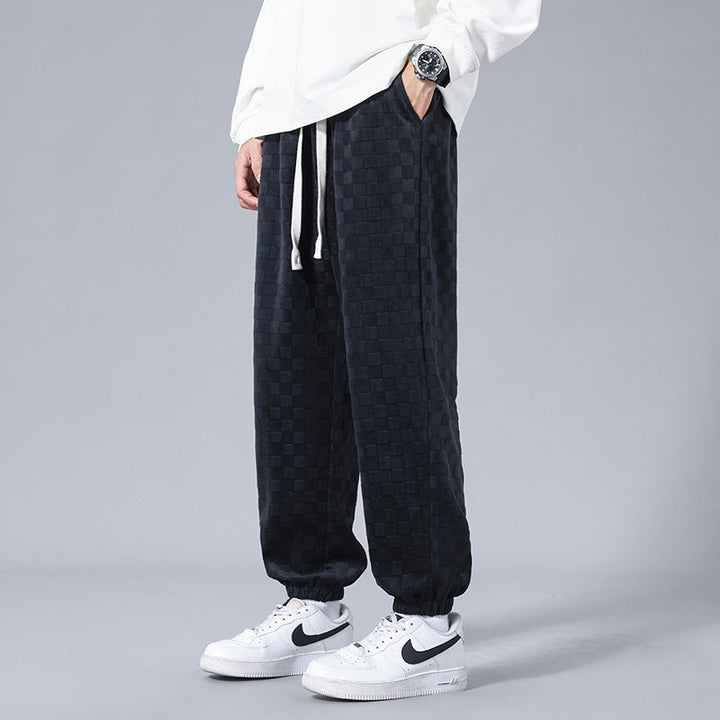 Men's Checkerboard Wide-Leg Joggers – Relaxed Everyday Sweatpants – view 5