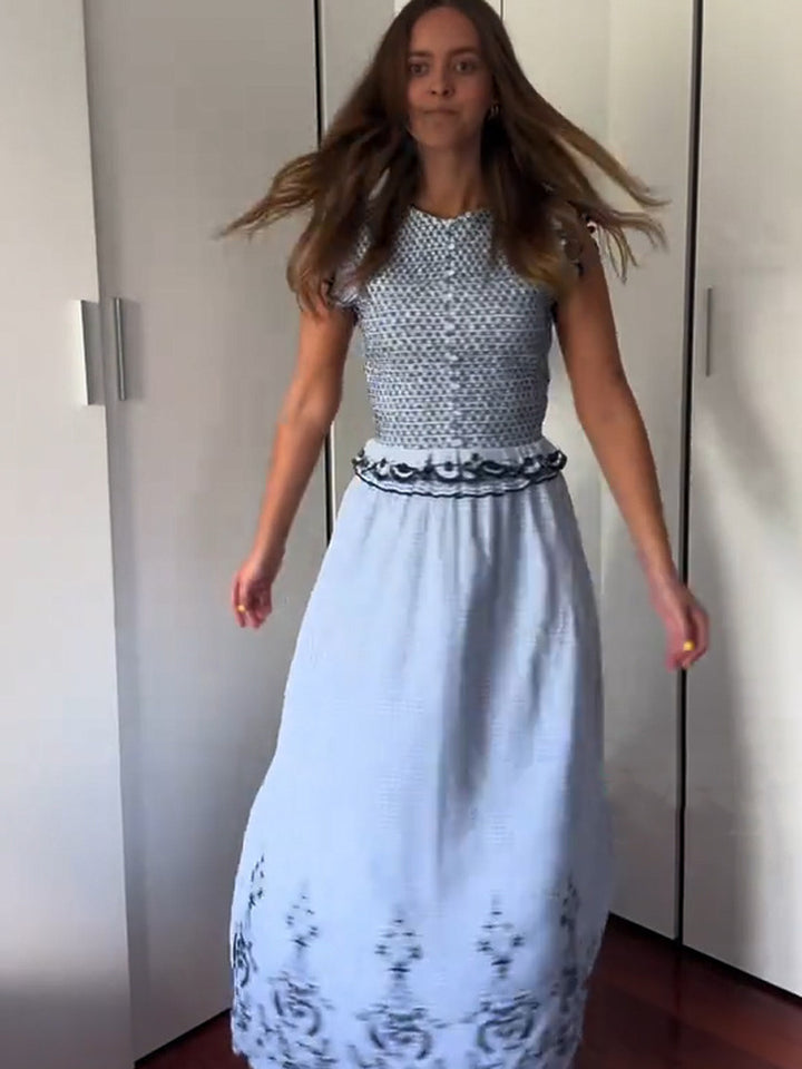Plaid Sleeveless Top & Skirt Set