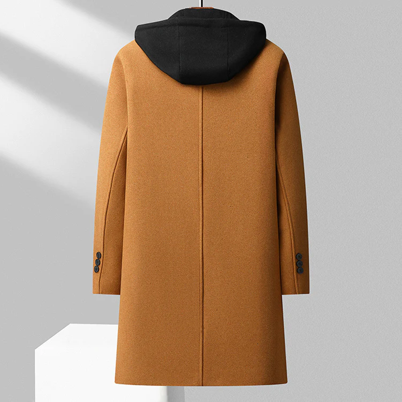 Men's Merino Wool Overcoat – Detachable Hood Winter Coat – view 3