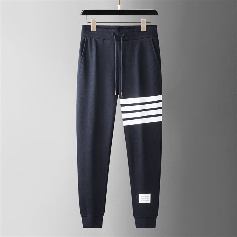 Men's Cotton Blend Joggers – Sienna Striped Track Trousers – view 2