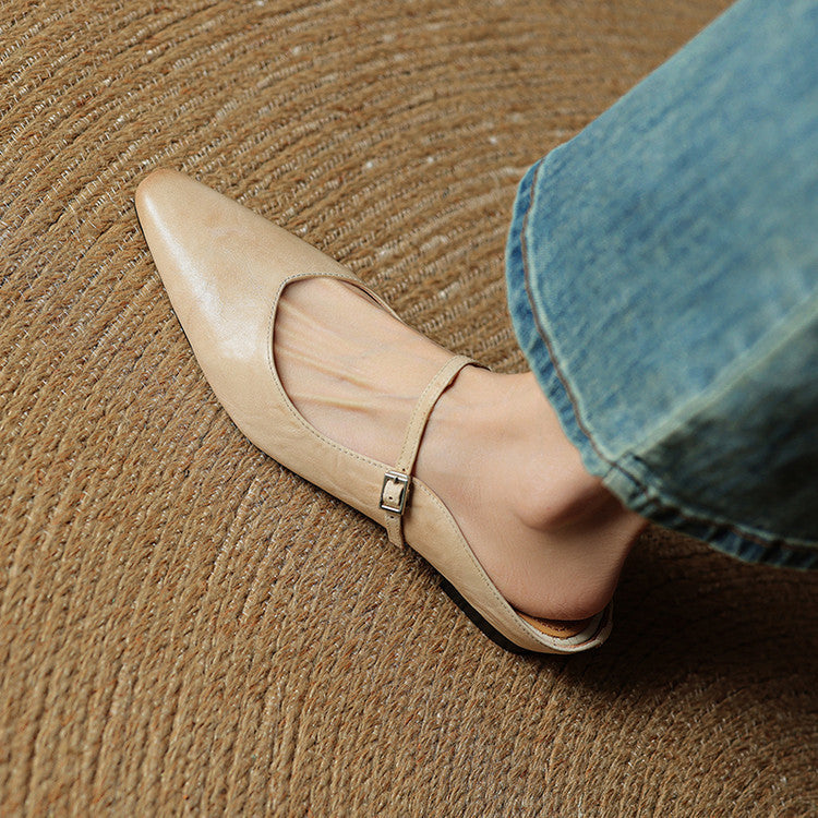 Women's Genuine Leather Pointed Mules - Effortless Work-to-Night Style