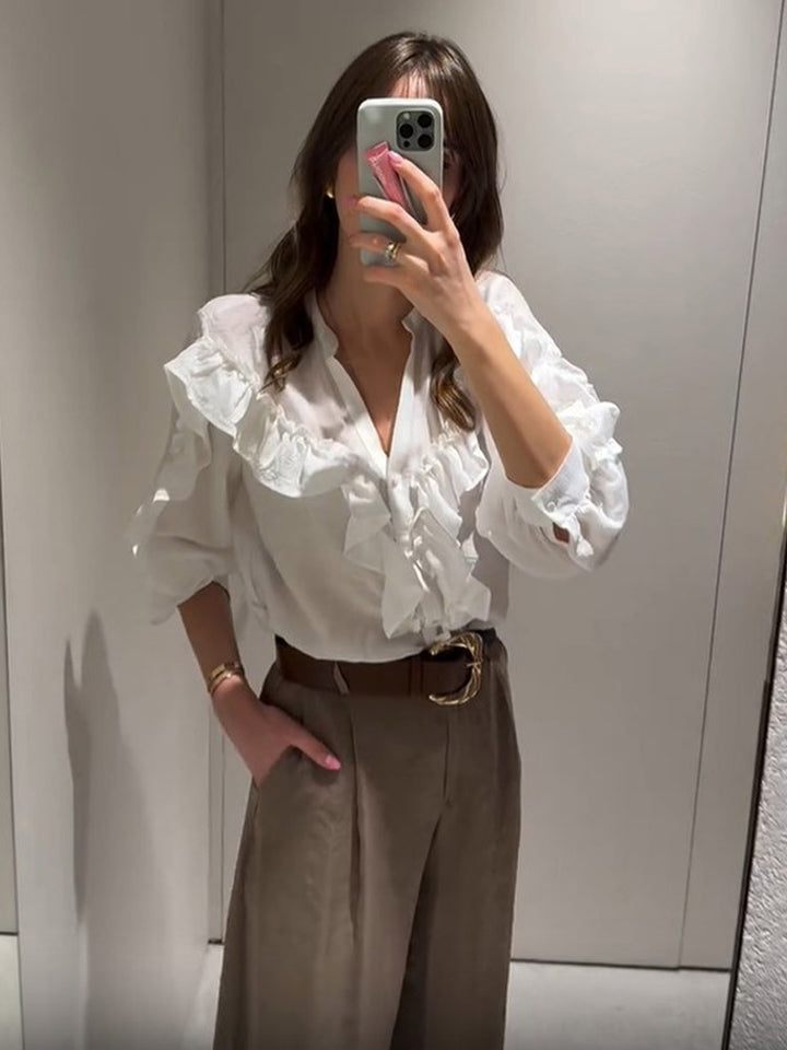 Layered Ruffle Chiffon Blouse