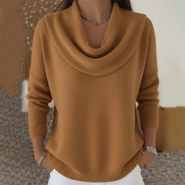 Women's Cotton-Blend Knit Sweater with Collar - Everyday Elegance