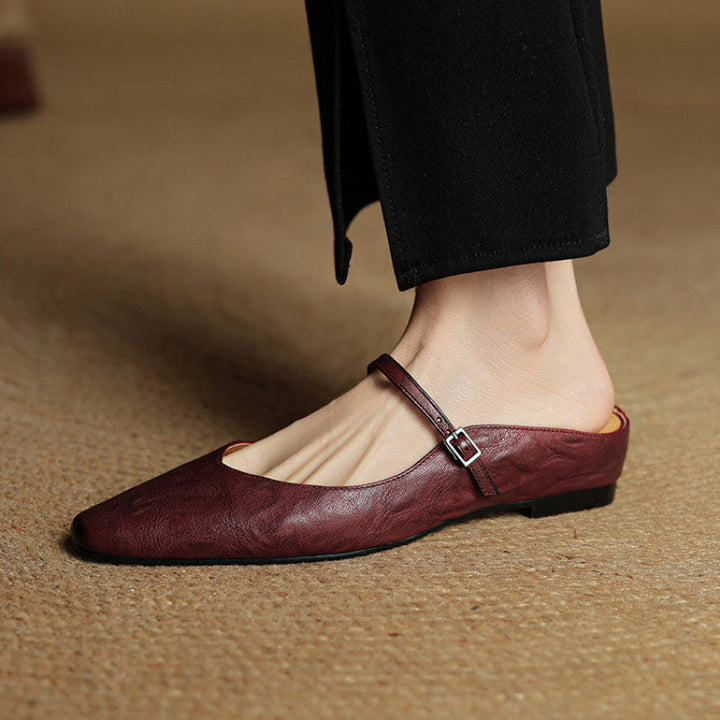 Women's Vintage Leather Mules - Classic Mary Jane Style
