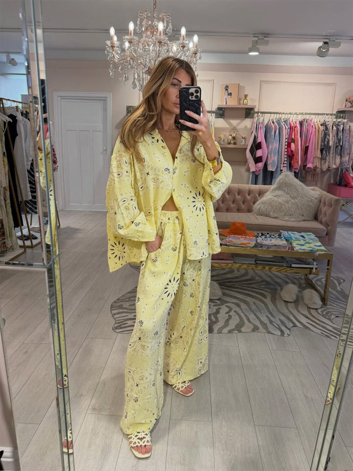 Korean Printed Shirt & Pants Set