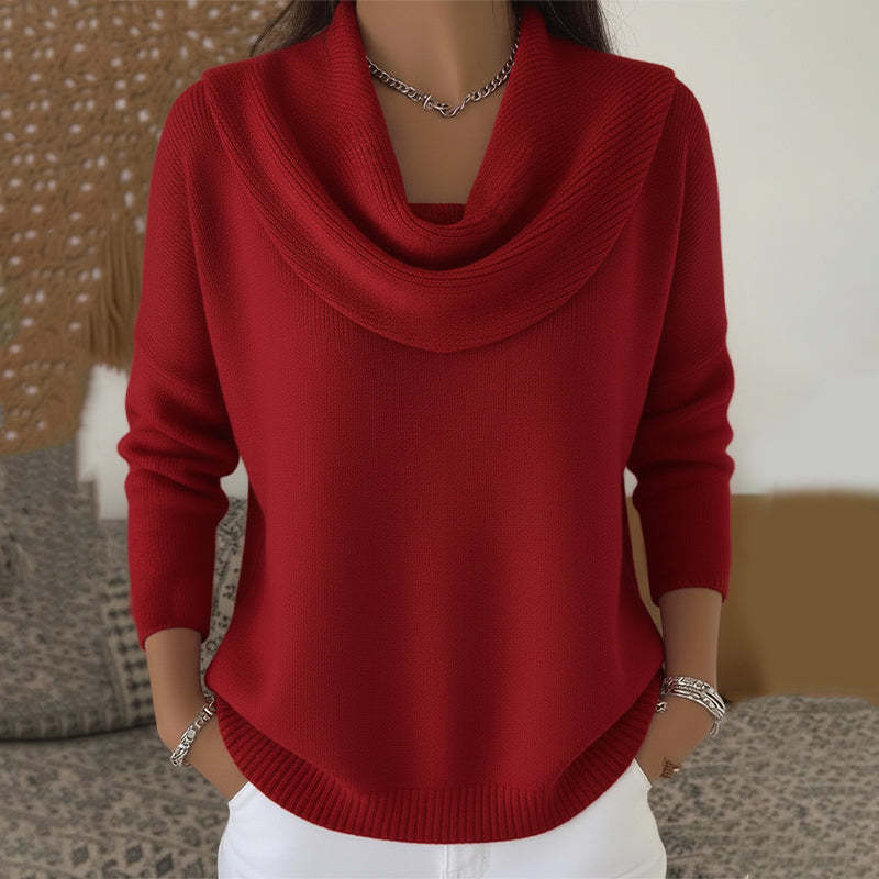 Women's Cotton-Blend Knit Sweater with Collar - Everyday Elegance