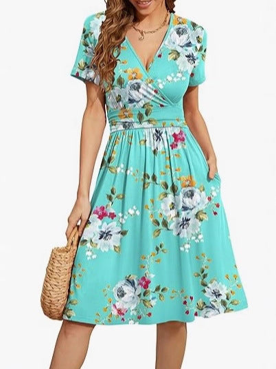 Women's V-Neck A-Line Midi Dress - Your Go-To Summer Staple