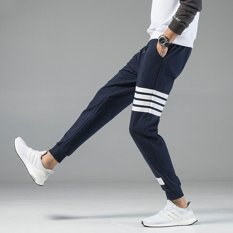 Men's Cotton Blend Joggers – Sienna Striped Track Trousers – view 5