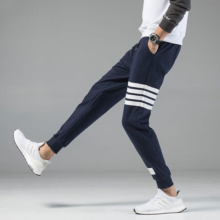 Men's Cotton Blend Joggers – Sienna Striped Track Trousers – view 5