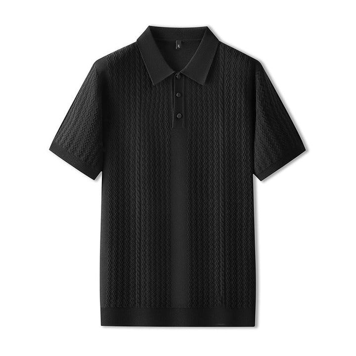 Men's Textured Knit Polo Shirt – Breathable Short-Sleeve Top – view 7