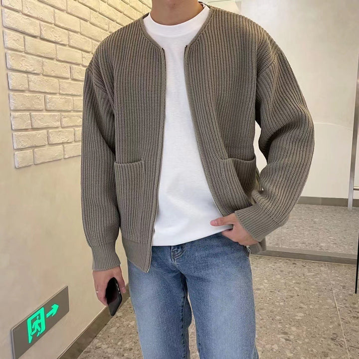 Men's Textured Knit Cardigan – Classic Smart Casual Layering – view 4