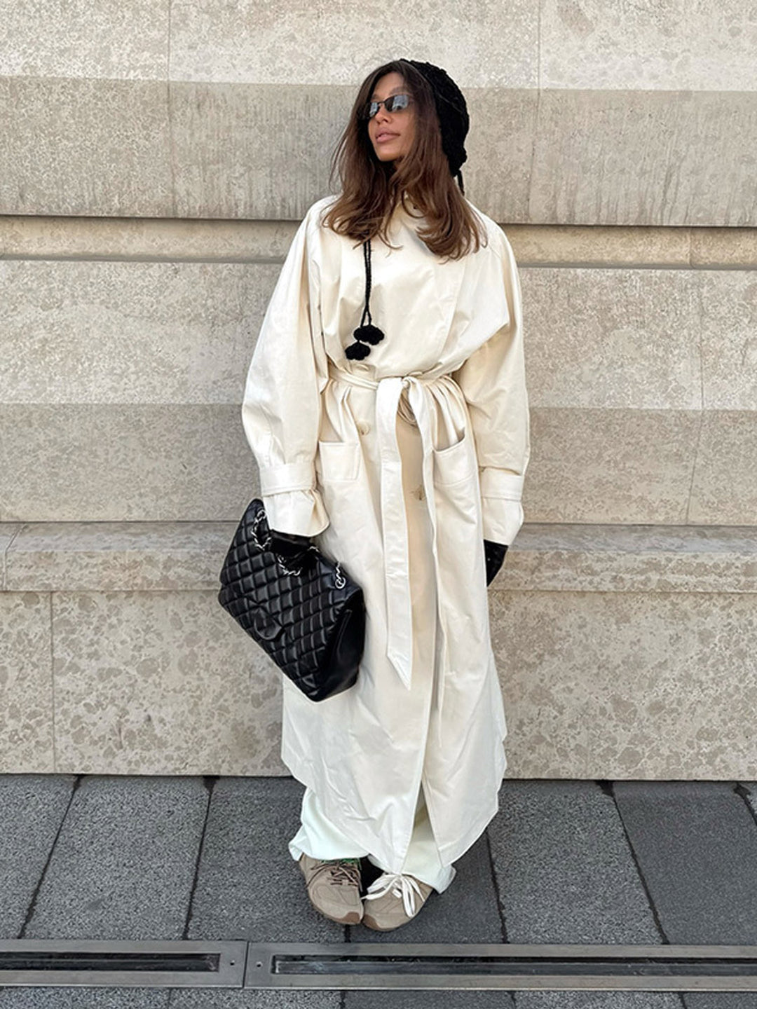 Hepburn Slim Belted Long Trench