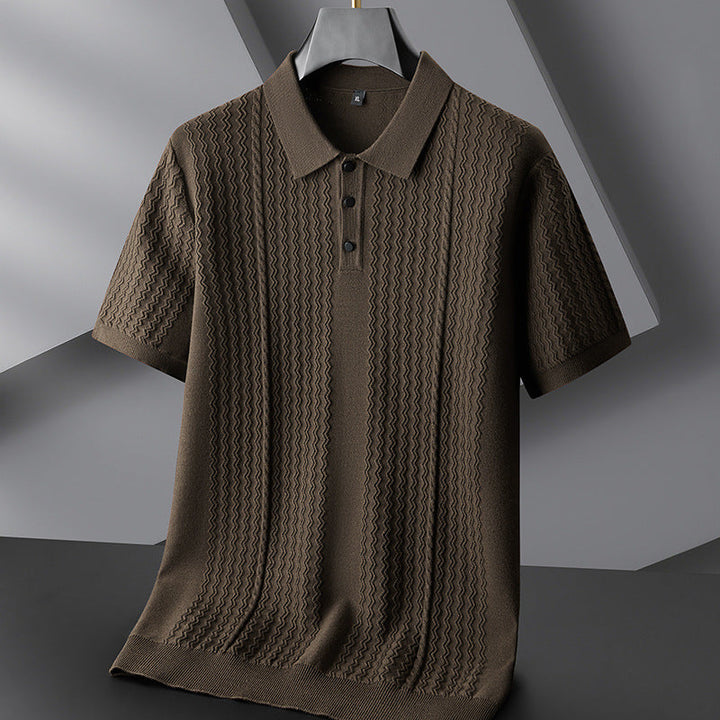 Men's Textured Knit Polo Shirt – Breathable Short-Sleeve Top – view 2