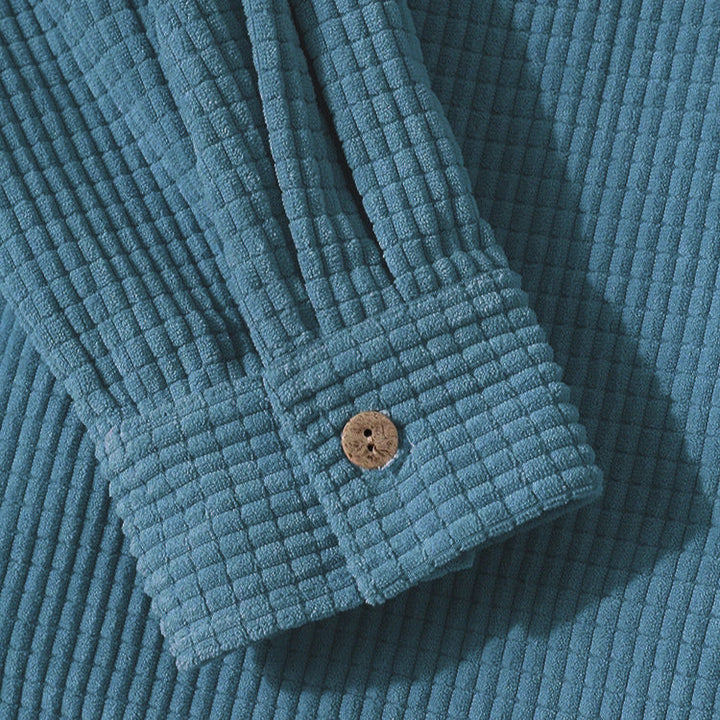 Men's Corduroy Button-Up Hoodie – Ridge Textured Layer – view 7