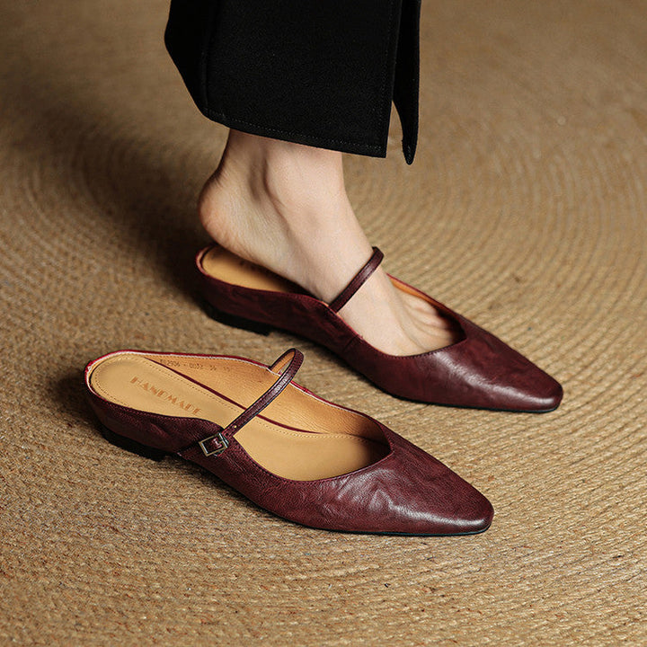Women's Vintage Leather Mules - Classic Mary Jane Style