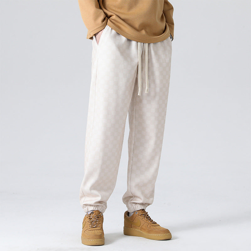 Men's Checkerboard Wide-Leg Joggers – Relaxed Everyday Sweatpants – view 10