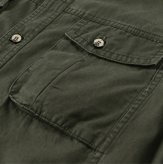 Men's Cotton Military Overshirt – Utility Field Shacket – view 7
