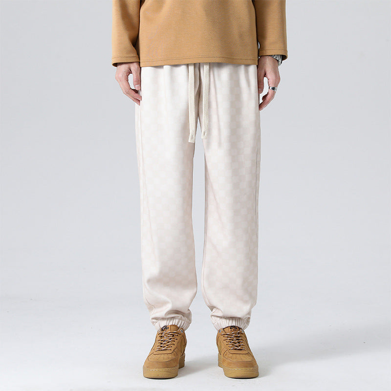 Men's Checkerboard Wide-Leg Joggers – Relaxed Everyday Sweatpants – view 11