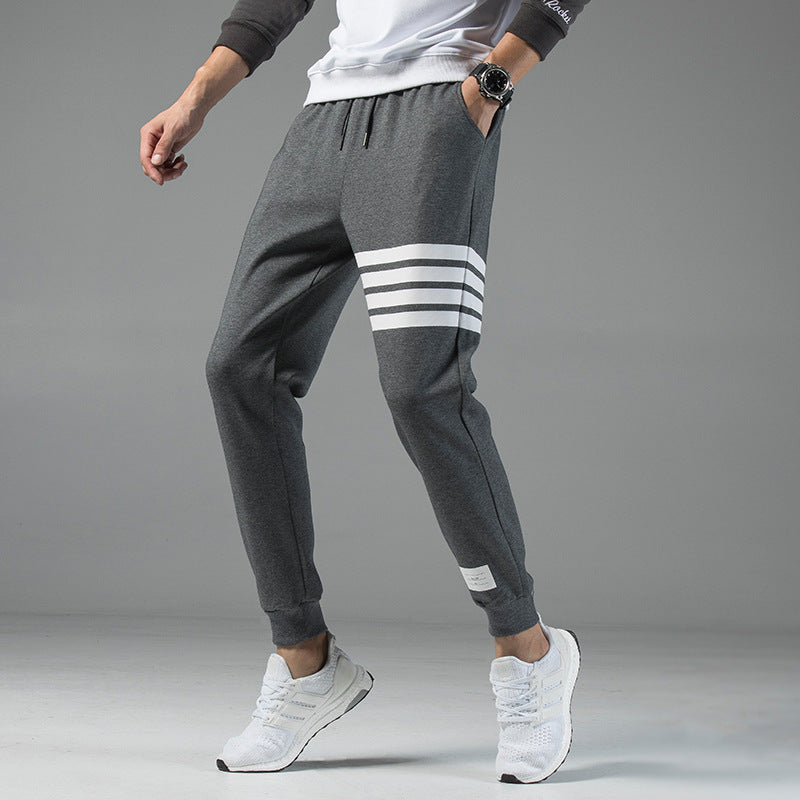 Men's Cotton Blend Joggers – Sienna Striped Track Trousers – view 8