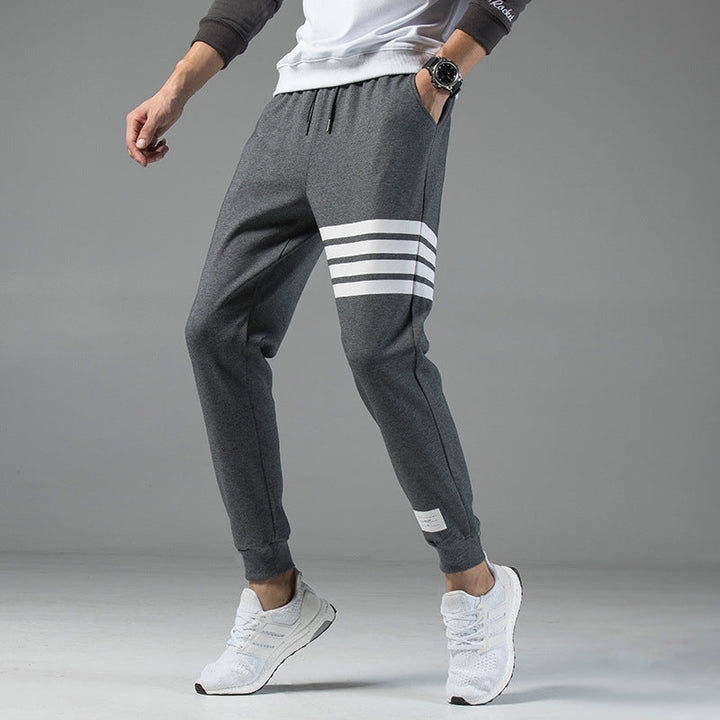 Men's Cotton Blend Joggers – Sienna Striped Track Trousers – view 8