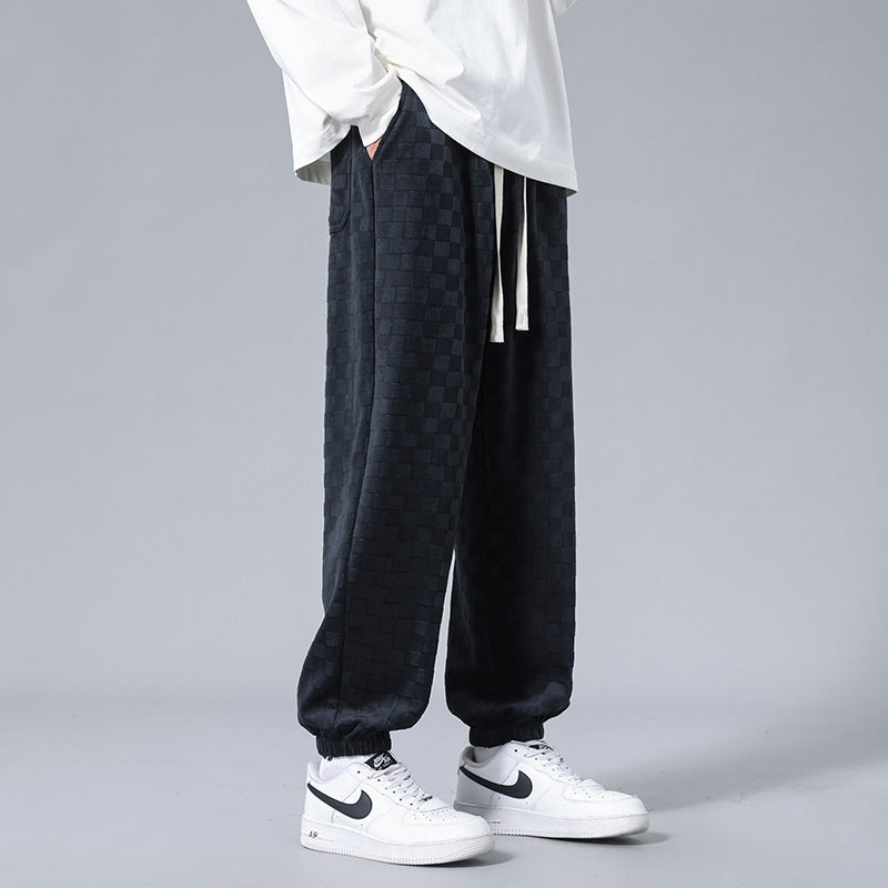 Men's Checkerboard Wide-Leg Joggers – Relaxed Everyday Sweatpants – view 6
