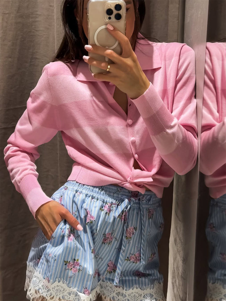 Striped Polo Long-Sleeve Sweater