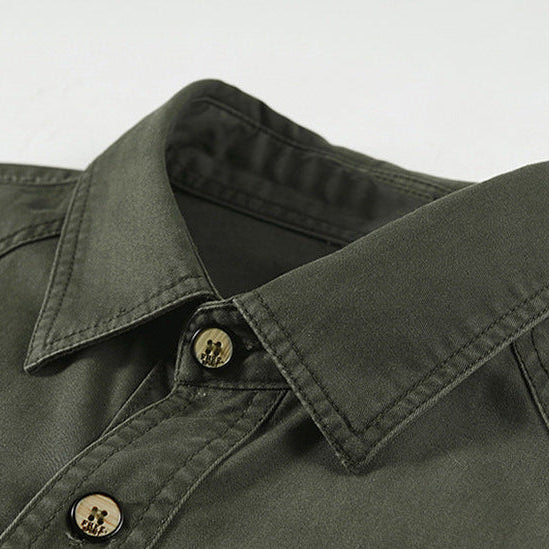 Men's Cotton Military Overshirt – Utility Field Shacket – view 6