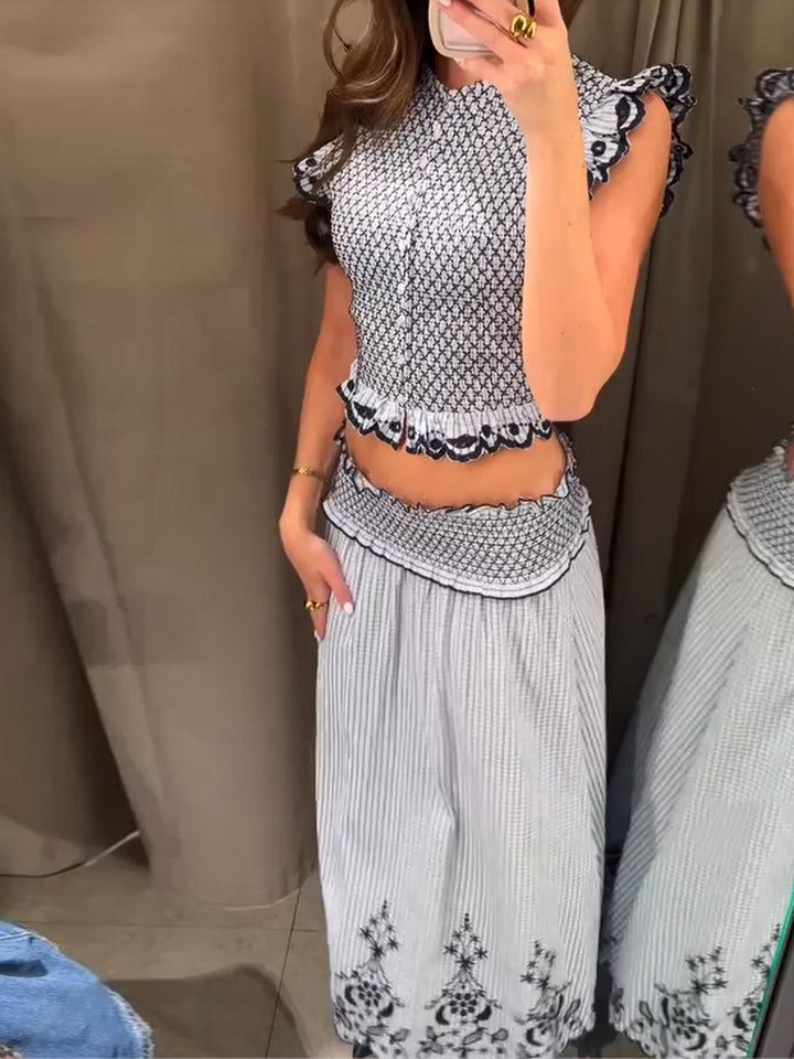 Plaid Sleeveless Top & Skirt Set