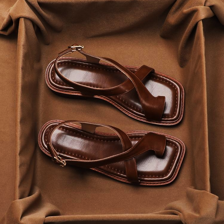 Women's Italian Leather Sandals – Cushioned Low Heel Comfort – view 3