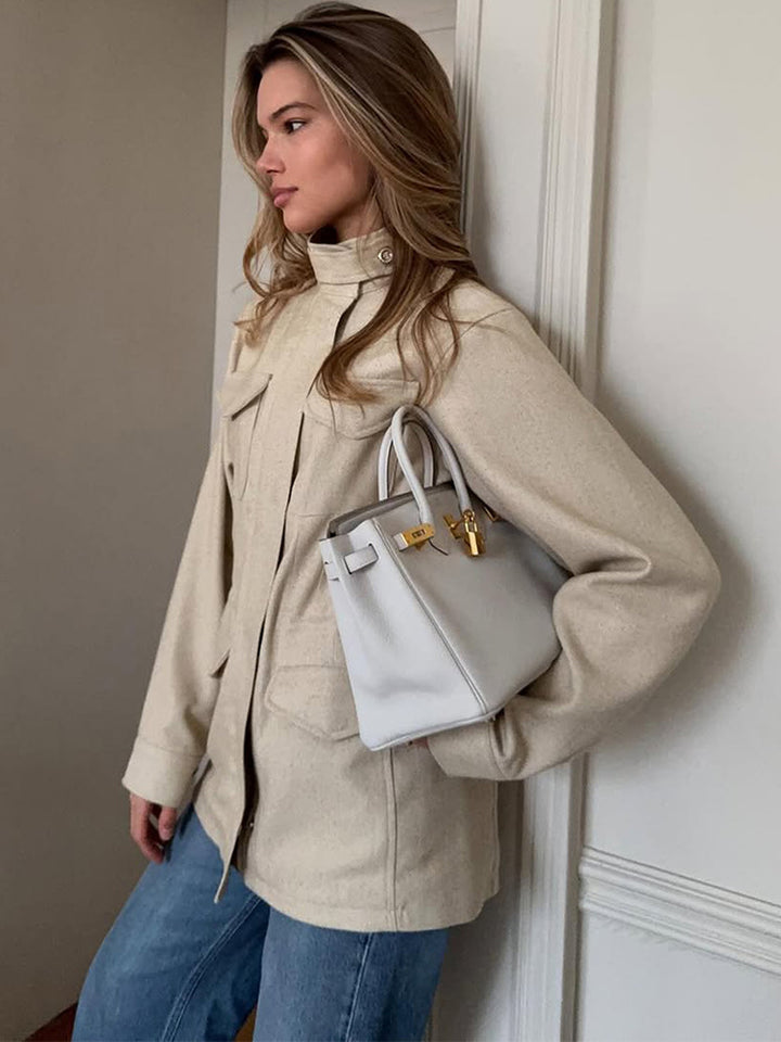 French Retro Elastic-Waist Trench