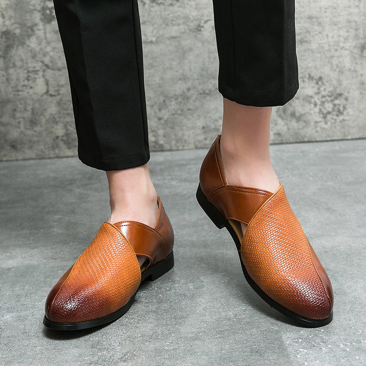 Men's Leather Cross-Strap Loafers – Smart Casual Slip-On Shoes – view 10