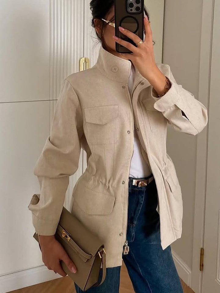 French Retro Elastic-Waist Trench