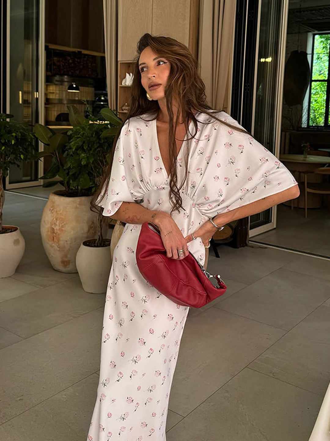 Gentle Puff-Sleeve Floral Dress