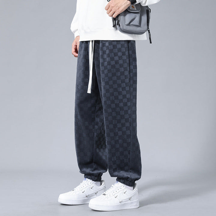Men's Checkerboard Wide-Leg Joggers – Relaxed Everyday Sweatpants – view 2