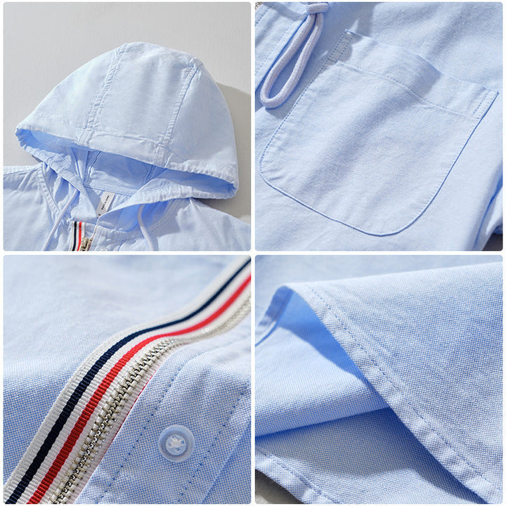 Men's Linen Blend Hooded Shirt – Massimo Lightweight Layer – view 4