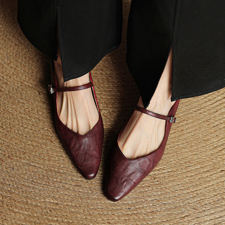 Women's Vintage Leather Mules - Classic Mary Jane Style