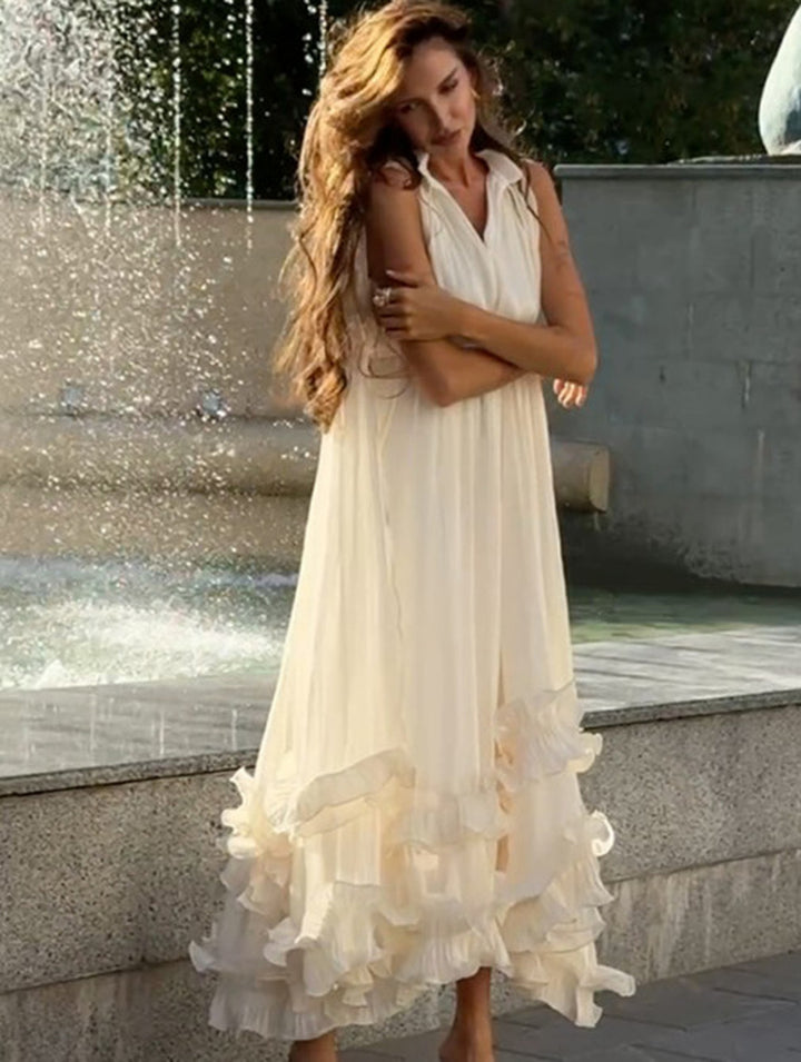 Elegant Sleeveless Ruffle Dress