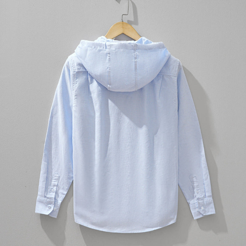 Men's Linen Blend Hooded Shirt – Massimo Lightweight Layer – view 3